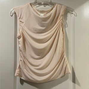 H&M Soft Tan Draped Blouse